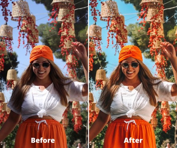 Before/after Vibrant City Preset Pack