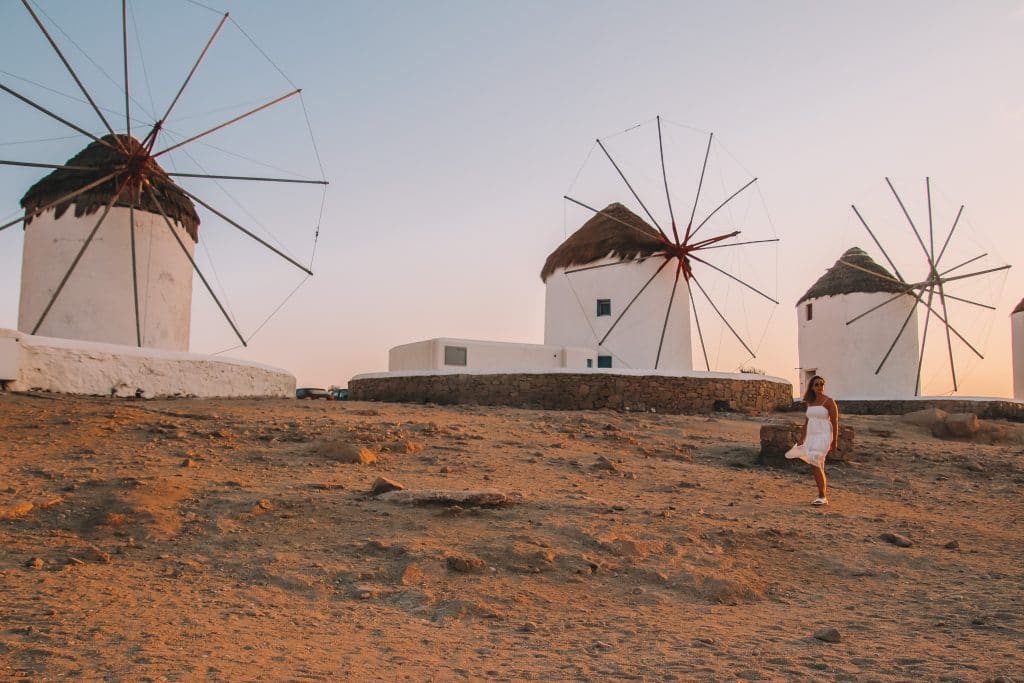 Mykonos windmills sunset