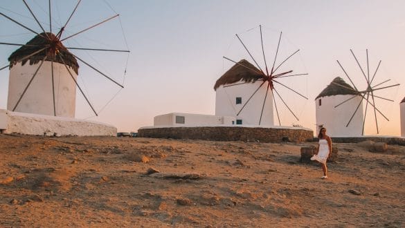 Mykonos windmills sunset