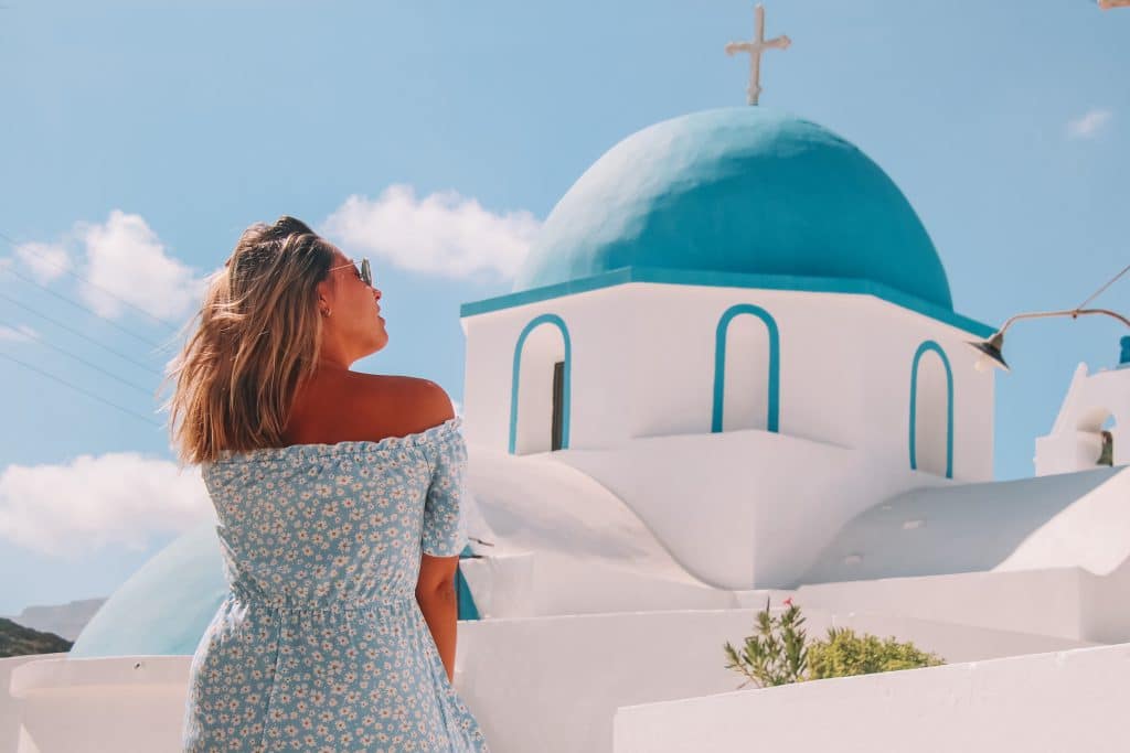 Blue domed church Kostos