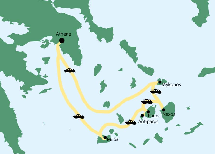 Cyclades two weeks itinerary